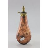 A 19th century Copper and Brass Powder Flask, plain body