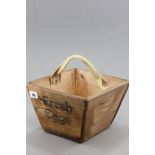 Wooden Trug marked Fresh Eggs