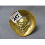 Brass Dish Winston Churchill and V for Victory relief design