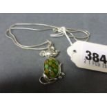 A Silver and Murano Glass Pendant Necklace in the form of a Mouse