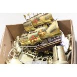 A Box of Brassware including an Old Ship