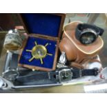 Five Contemporary Watches, Vintage Kodak Camera, Cased Compass etc