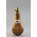 A 19th century Copper and Brass Powder Flask embossed with fleau de lys decoration