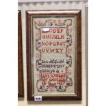 A Mid Victorian Sampler, Alphabetical dated 1857 by Ann Williams