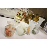 Four Mdina White Mottled Glass Vases