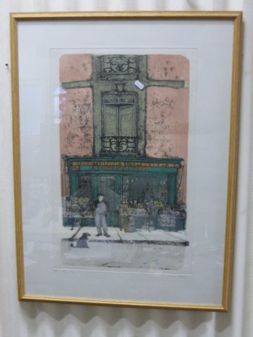 Three Richard Beer Signed Limited Edition Coloured Engravings = Cafe Turbot, Palace Royal and