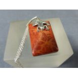 A Silver and Jasper Pendant Necklace