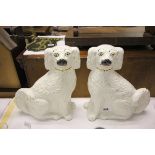 A Pair of Large Staffordshire Mantle Spaniel Dogs