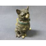 A Cold Painted Bronze in the form of a Cat Inkwell