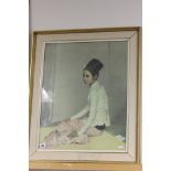 A Sir Gerald Kelly Retro Portrait Print 'Saw Ohn Nyum' in studio framed with Hessian Border