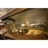 A Brass Trivet, Brass Persian Coal Bucket and Two Lidded Jars plus an Albania Copper Vase