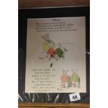 Mounted Louis Wain Print Poem called Manners