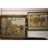 A Horse Racing Painting and a Hunting Print