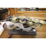 Eight Vintage Horse Brasses and Antique Scales with Weights