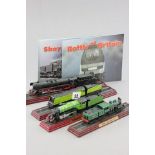 Four Train Engines with Tenders on plinths - Shay Locomotive, LNER V2 Green Arrow, DB01 Class and