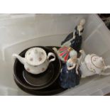 A Royal Doulton Lambethware Meat Plate and Bowl, Royal Albert Forget Me Not Teapot, two other