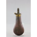 A Small 19th century Copper and Brass Powder Flask