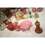 A 19th century Cranberry Glass Jug plus another Jug and Bowl together with a Bohemian Cranberry