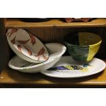 Two Large Bowls and a Duck Plate plus an Olive Bowl