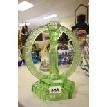 A Green Glass Art Deco Candlestick