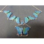 A Pretty Silver and Enamel Butterfly Necklace