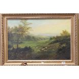 A Gilt Framed Oil on Canvas of Sheep in Landscape