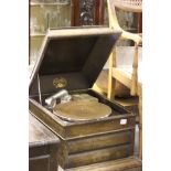 An Oak Cased Gramophone and Two Boxes of '78's