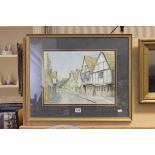 A Framed and Glazed Watercolour of The Sign of the Angel, Lacock signed Condy