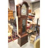 Contemporary Mahogany Longcase Clock, the brass and silvered face marked Richard Broad, Bodmyn,