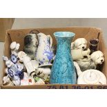 A Box of Mixed Ceramics including Victorian, Continental Figures, Sheepdogs etc