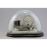 A Victorian Electric Shock Machine mounted on a marble plinth and contained in a glass dome