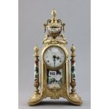 Contemporary French Imperial Mantle Clock with decorated panels