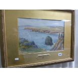 John Clarkson Uren, Wtaercolour, Polurrian Bay near The Lizard, signed and titled to mount