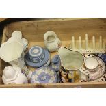 A Quantity of Mixed Ceramics including Aynsley Vases and Jar, Wedgwood Jasperware, Belleek Vase,