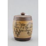 A Late Victorian Royal Doulton Stoneware Tobacco Jar with motto reading 'The value of Tobacco is