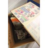 Three Stock Books with a Quantity of Used World Stamps plus Stamps Catalogues and Cards