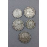 Five Victorian silver Coins