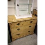 Victorian Pine Chest of Three Long Drawers