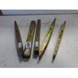 Five Vintage Mahogany and Brass Small Spirit Levels