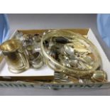 A Mixed Lot of Silver Plated Items including a Pair of Napkin Rings, Salt and Pepper Pot, Five