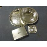 Two Good Quality Silverplated Dishes, Similar Cigarette Box and Ashtray