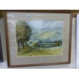 Watercolour of Countryside signed Vernon H Hill 1987