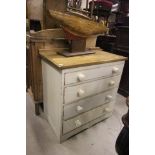 A Painted Pine Chest of Four Long Drawers