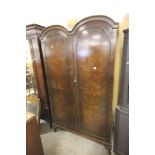 Early 20th century Walnut Wardrobe with double dome top
