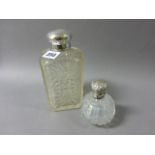 A Whisky Decanter with silver top 1927 and Scent Bottle, Chester 1887 (requires new pin to hinge)