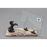 French Art Deco Picture Frame with Horse on Marble Plinth