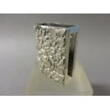 Silver Match Holder with embossed flower decoration