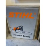 A Stihl Power Tools Hanging Adverting Sign