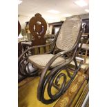 Bentwood Rocking Chair with Bergere Back Panel and Seat