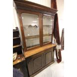 Victorian Mahogany Glazed Bookcase over cupboard